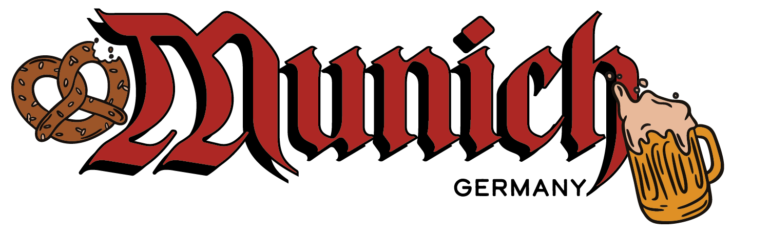 The word "Drink" written in gothic style with a pretzel on the left and a beer mug on the right