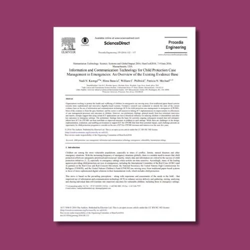 Information and Communication Technology for Child Protection Case Management in Emergencies: An Overview of the Existing Evidence Base