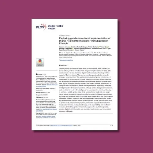 Exploring Gender-Intentional Implementation of Digital Health Information for Immunization in Ethiopia