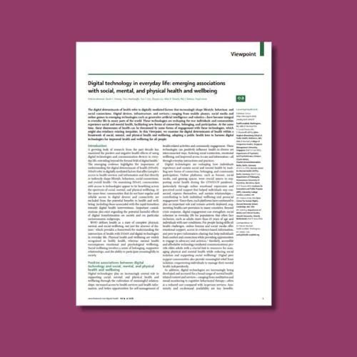 Digital technology in everyday life: emerging associations with social, mental, and physical health and wellbeing