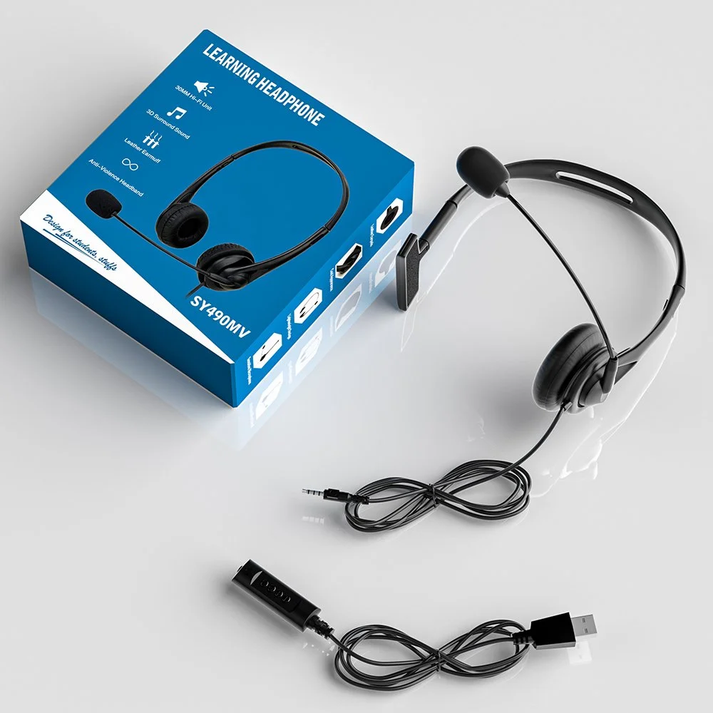 3.5 mm/USB wired headset with noise-cancelling microphone-490 one ear ...