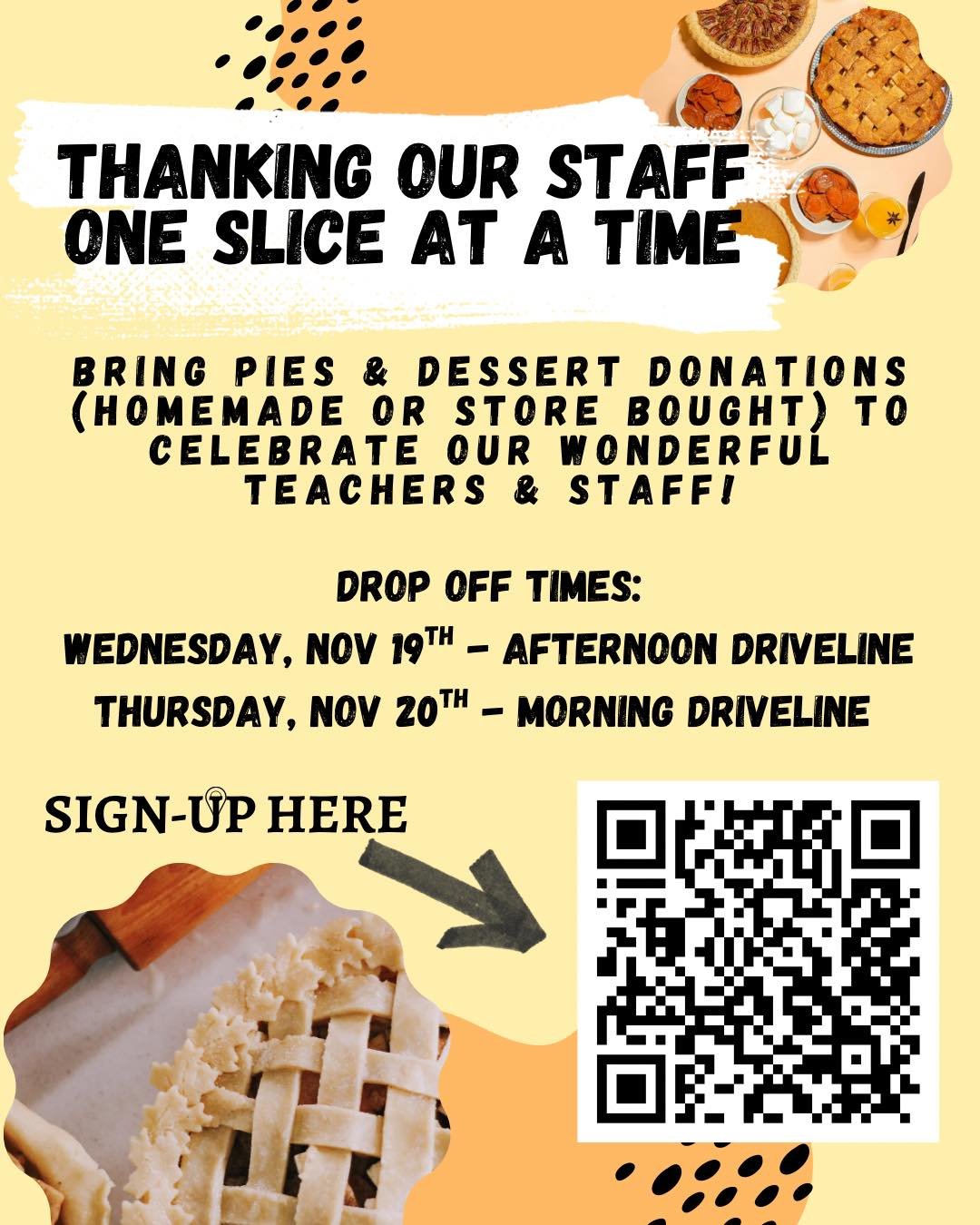 🥧 It&rsquo;s Pie Time, Eagles!
Help us celebrate our amazing ILTexas teachers &amp; staff by donating a pie or dessert for our &ldquo;Thanking Our Staff One Slice at a Time&rdquo; event! Homemade or store-bought &mdash; every treat makes a differenc