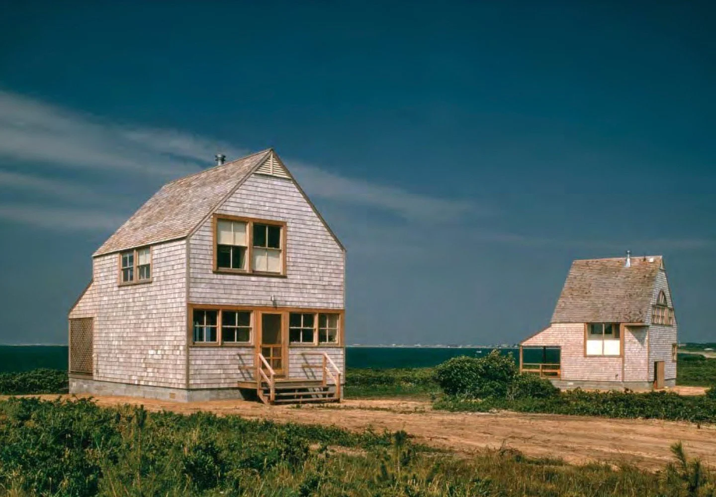 ⁠
Inspiration: The Trubek-Wislocki Houses. ⁠Two vacation cottages on a moor by the sea in Nantucket were built in 1971 for a Yale professor and his family. Designed by Venturi, Scott Brown, and Associates, these homes are important for pioneering pos