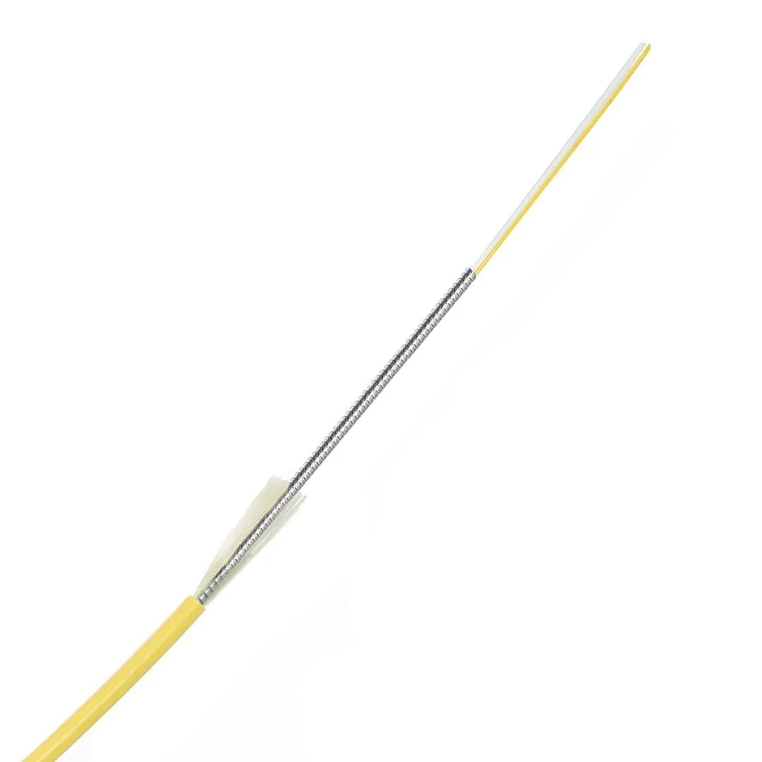 2 Fiber OS2 600um LSZH Indoor Armored Fiber Optic Cable