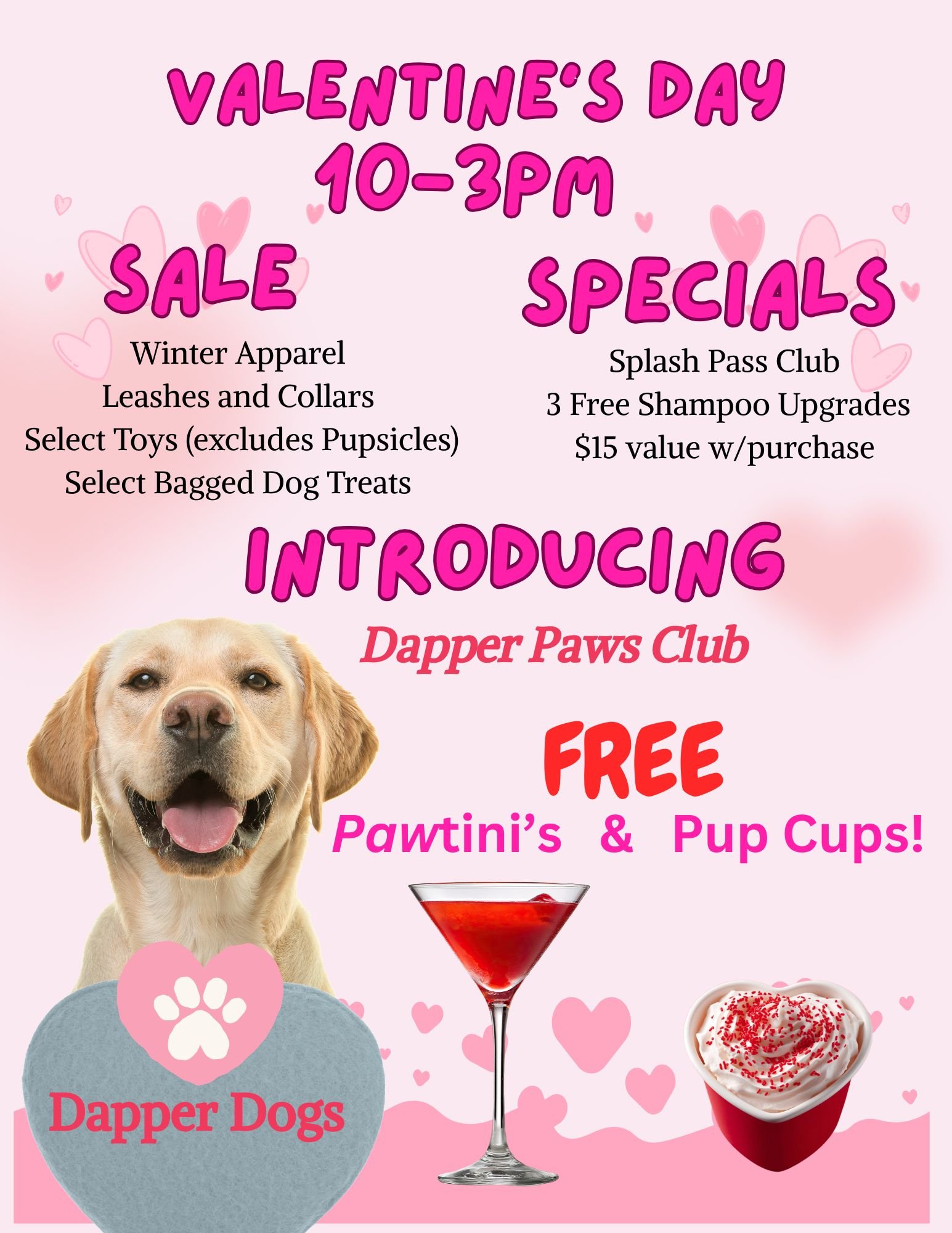 Free Pawtini's and Pup Cups Valentine's Day!
