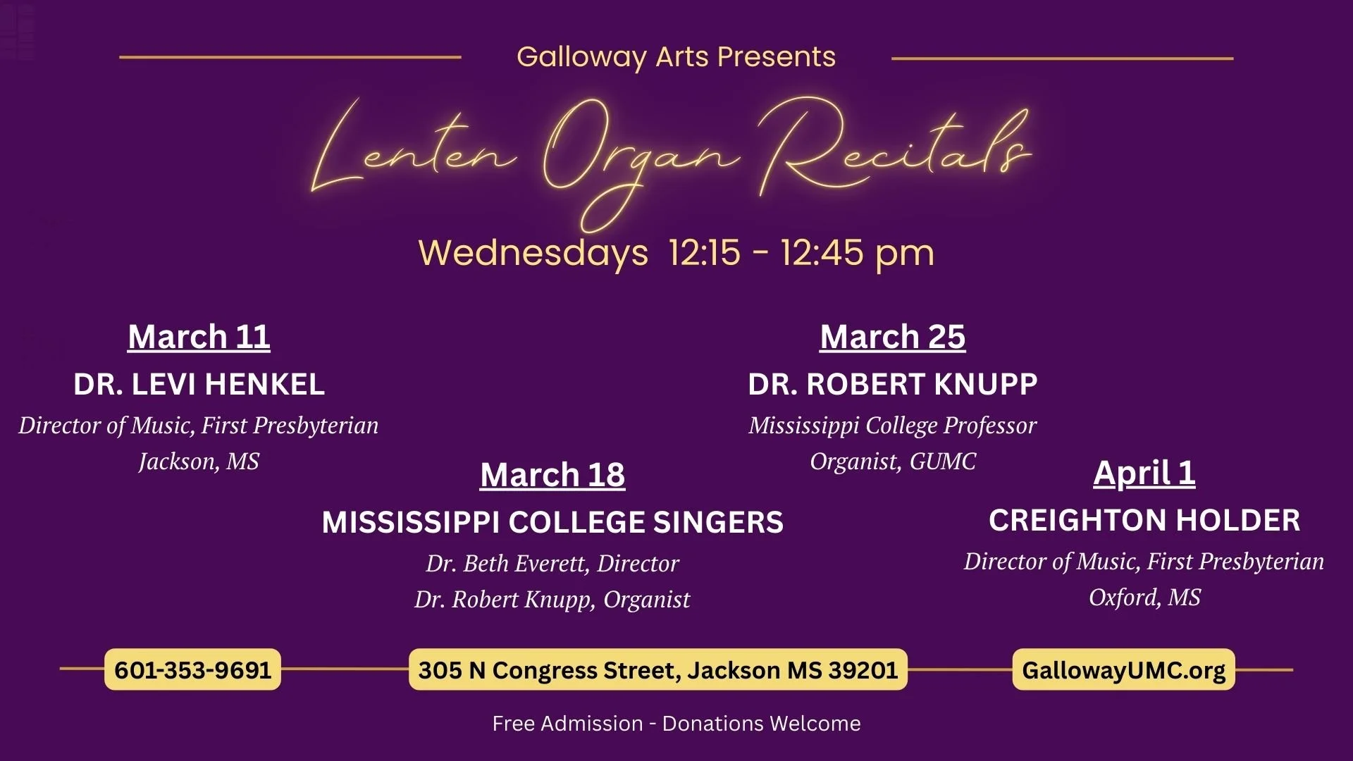 Lenten Organ Recitals