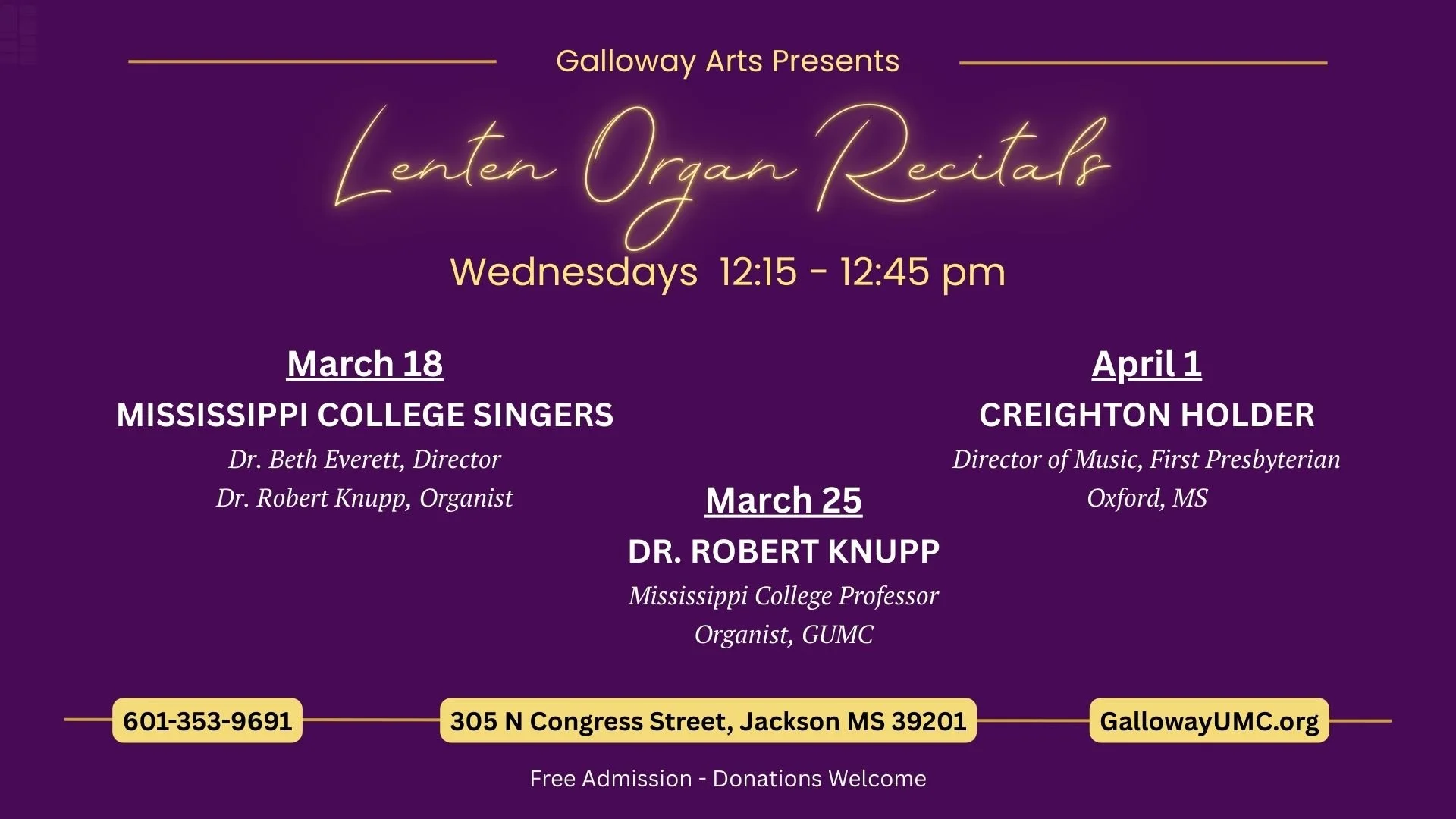 Lenten Organ Recitals