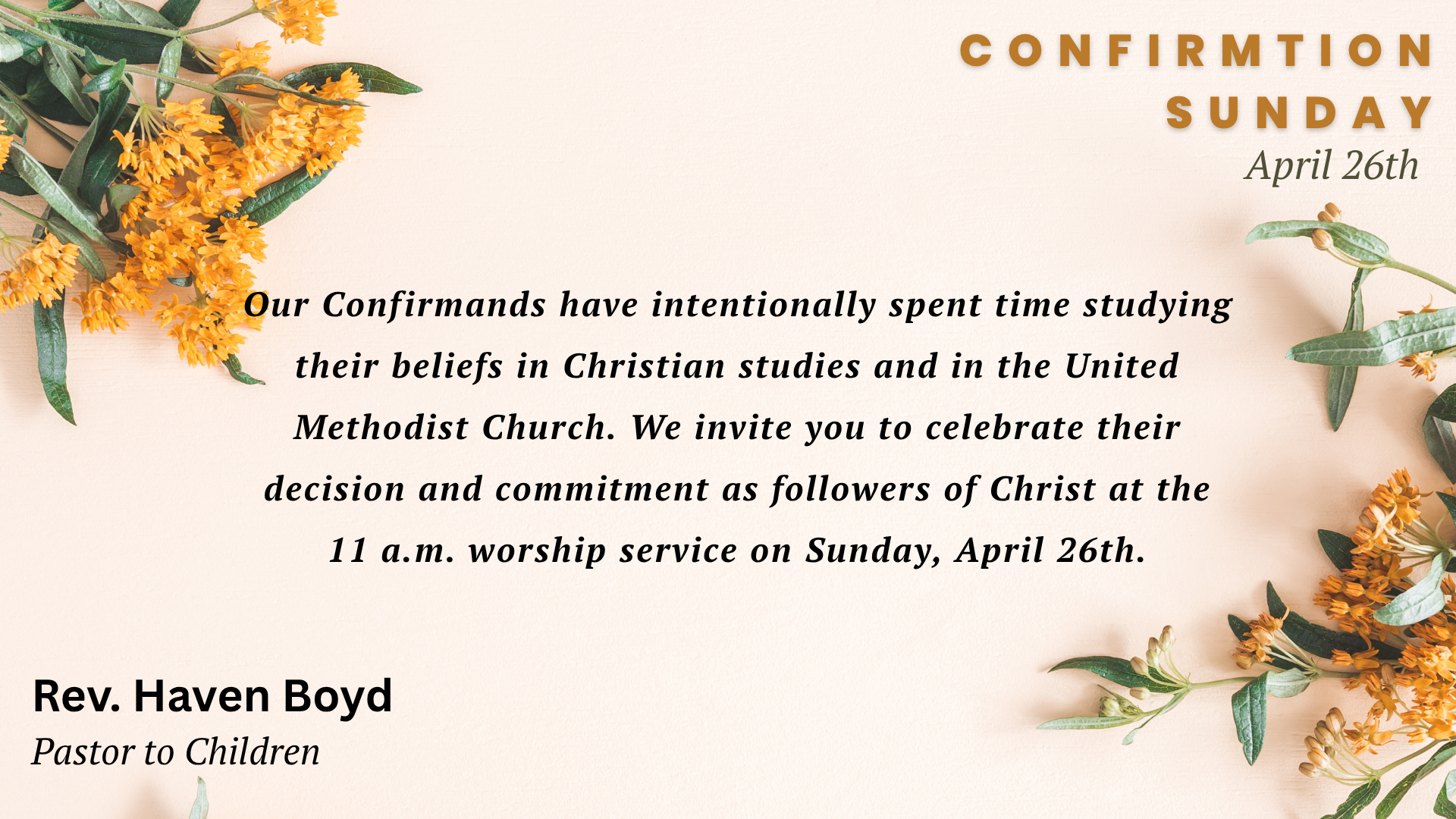 Confirmation Sunday — Galloway United Methodist Church
