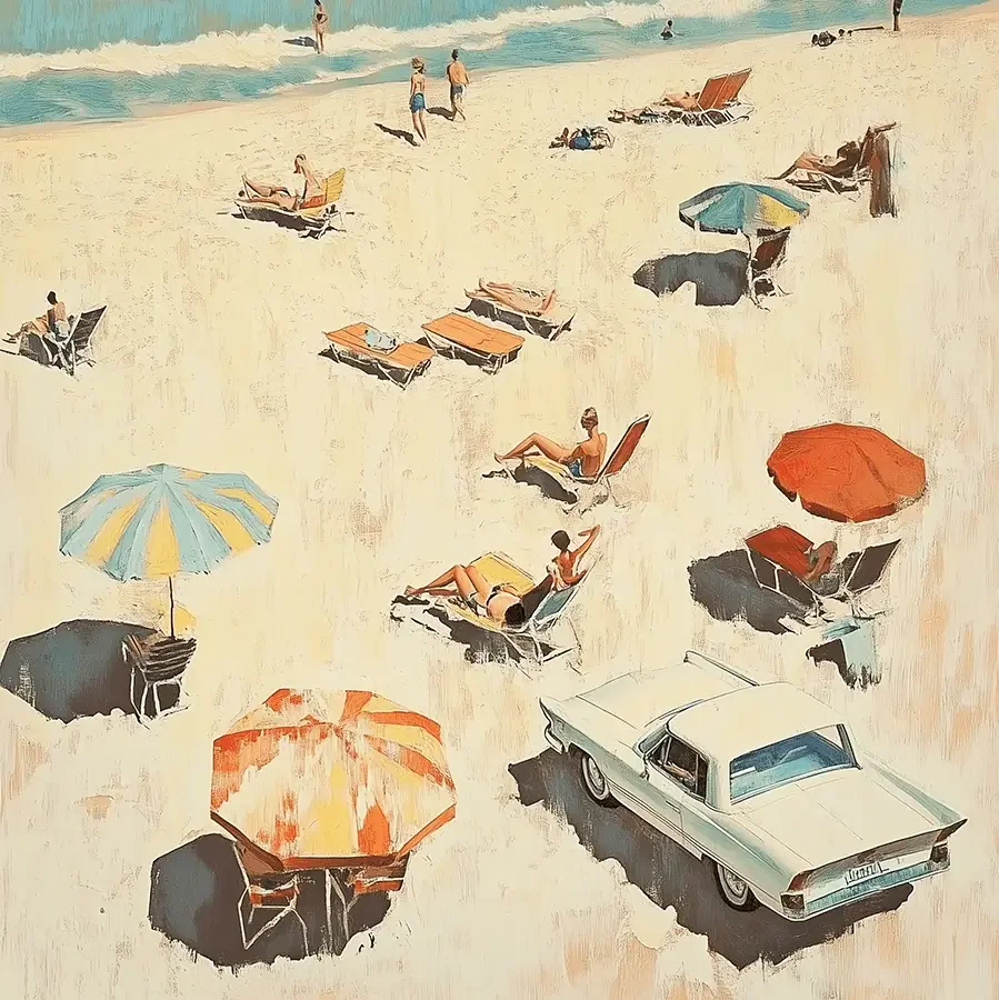 Classic Car Beach Bum 8x10 Art Print 1.webp