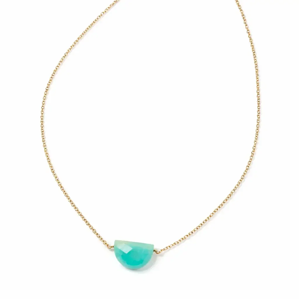Hand-Made Half Moon Necklace - 14K gold fill, Amazonite