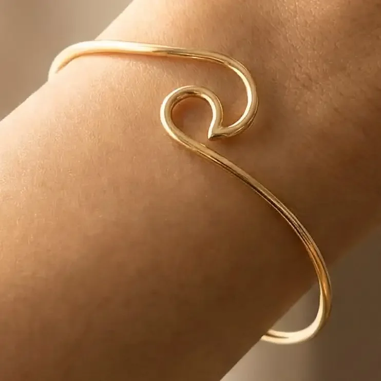 Thin Wave Cuff Bracelet