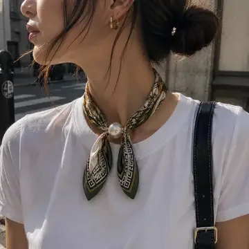Pearl Accent Scarf Bow Necklace