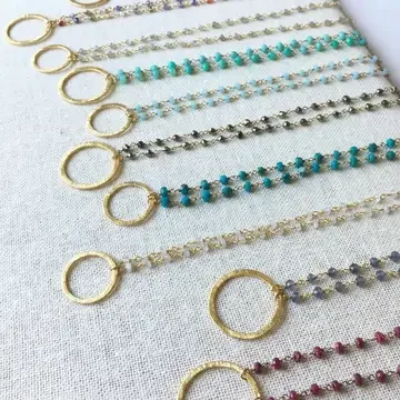 Handmade Gold Beaded Karma Necklace - Ruby
