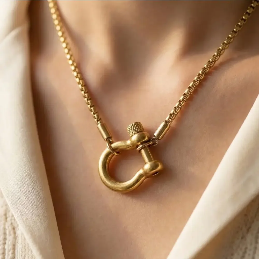 Stainless Steel Two Tone Chain Link Necklace
