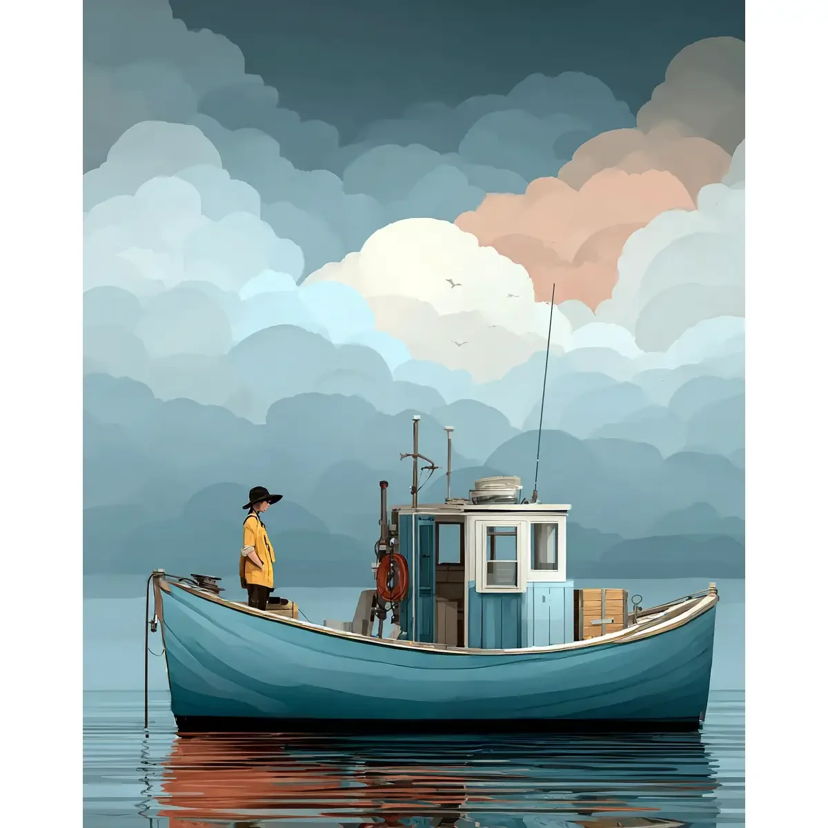 Alone On Her Boat Art Print 1.webp