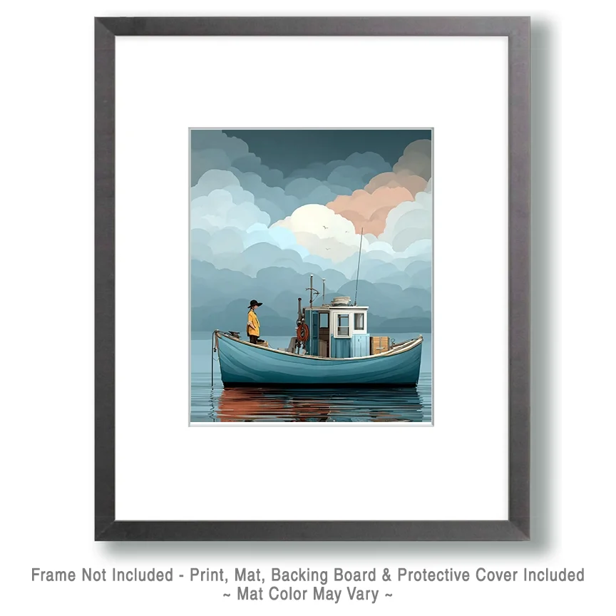 Alone On Her Boat Art Print 2.webp