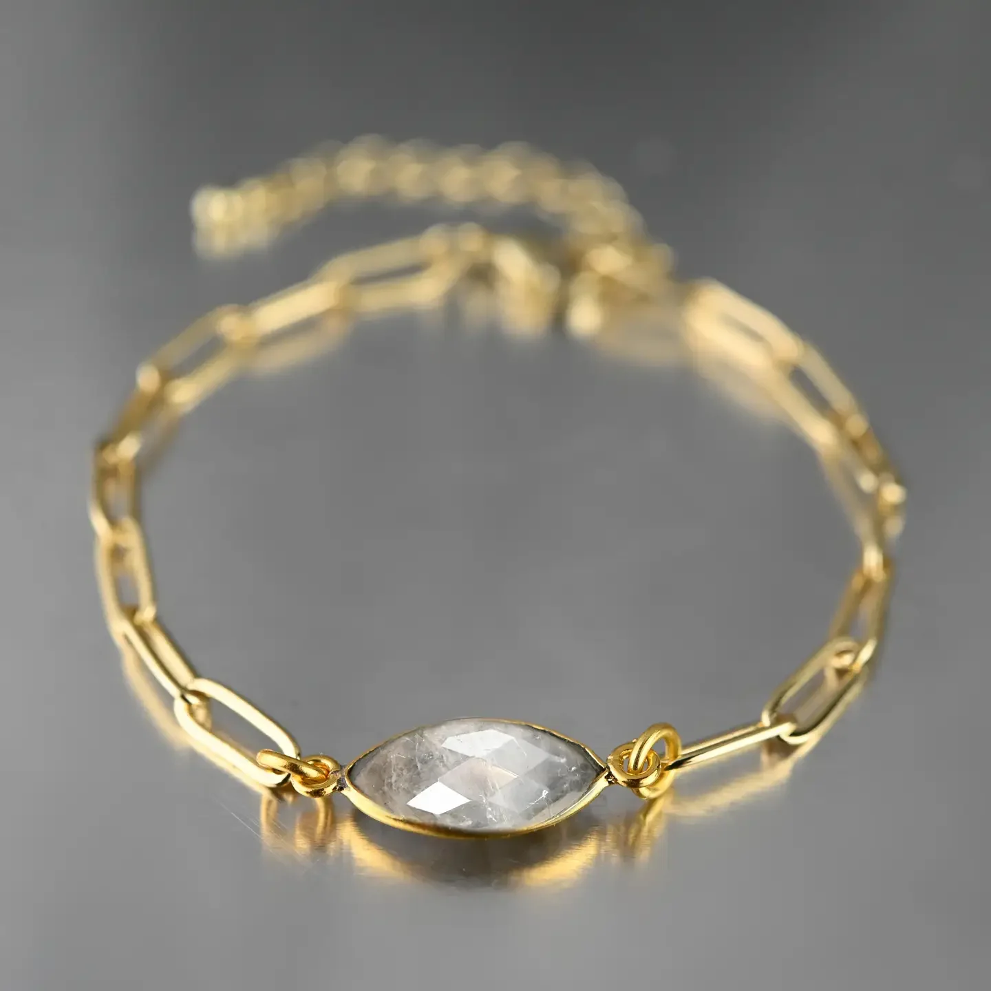 Paperclip Chain Bracelet with Semi Precious
