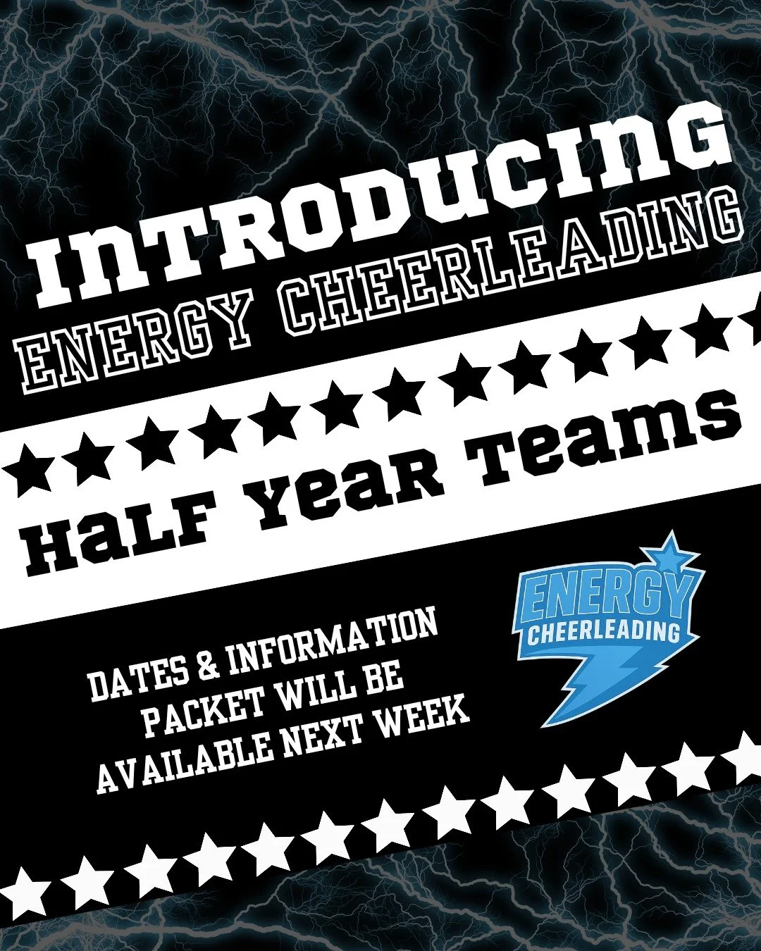 ⚡️ BIG NEWS! ⚡️
We&rsquo;re thrilled to announce Energy Cheerleading will be holding tryouts for half year teams!! 

Our Half Year program is perfect for families wanting a fun cheer experience with a shorter season and lower time and financial commi