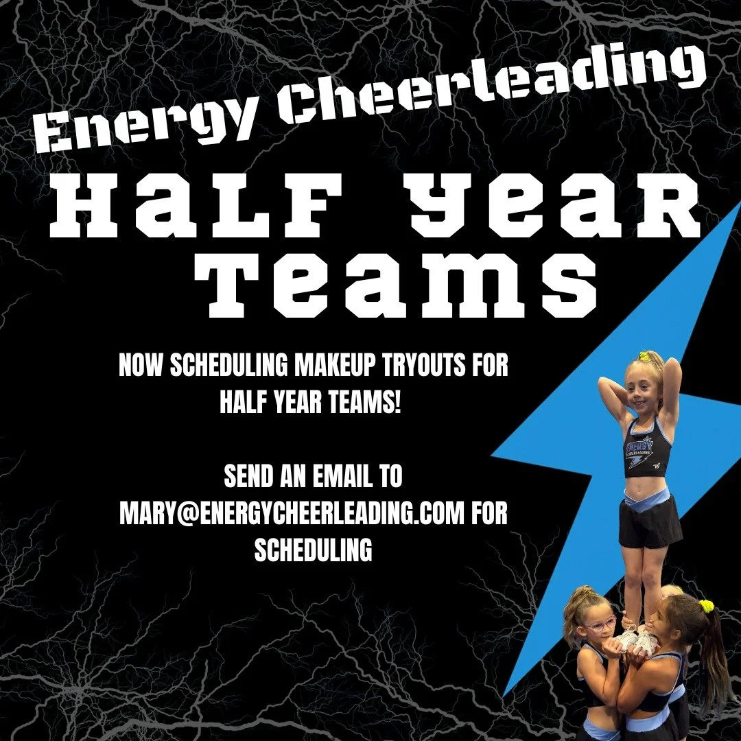 Missed half year tryout? Registration is still open!!! Email mary@energycheerleading.com to schedule a tryout and visit the link in our bio for more information⚡