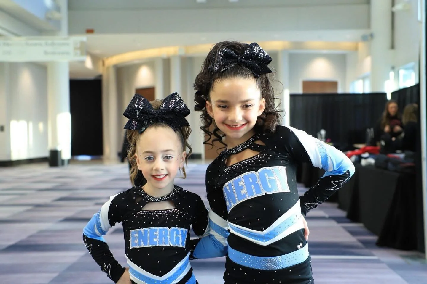 HAPPY COMPETITION WEEK 🩵⚡️ Both Mini Bolts and Glow Girls can&rsquo;t wait for the weekend! Ready for a hard week of work to be ready 💪