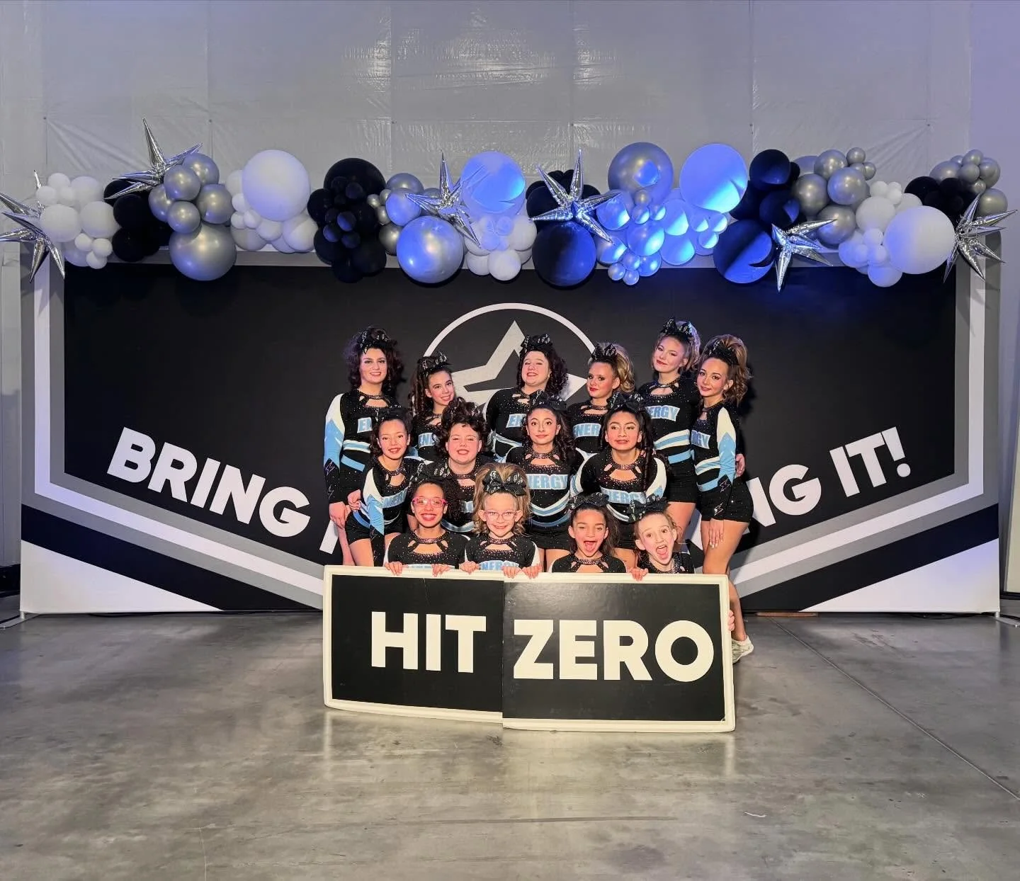 Glow Girls with a zero deduction routine today⚡️🩵 #energycheerleading