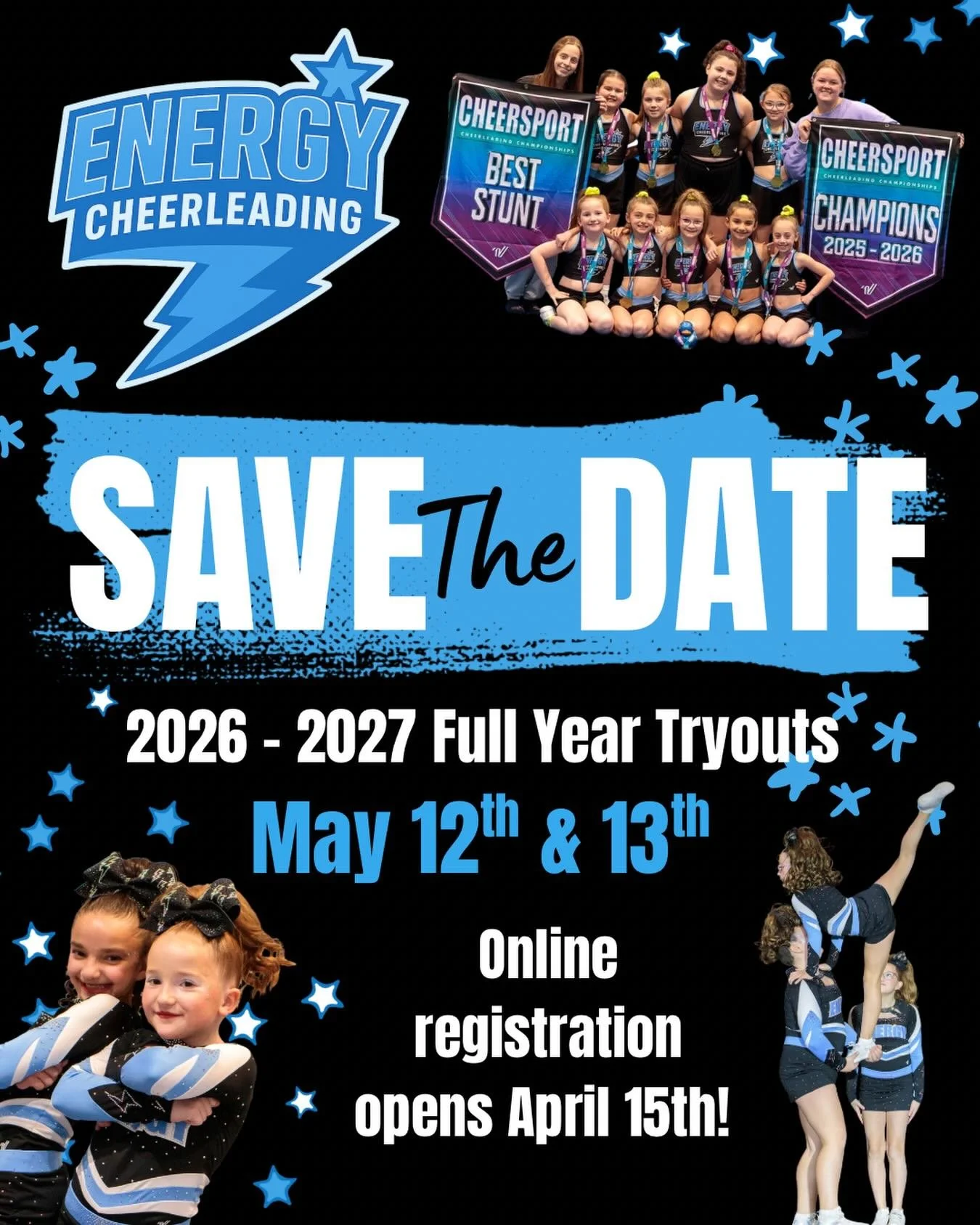 SAVE THE DATE‼️🚨 Tryouts for season two are May 12th and 13th, online registration opens April 15th ⚡️Come join our growing program 🩵