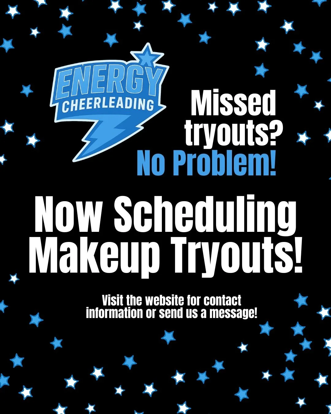 Missed tryouts? No problem! We are now scheduling makeup tryouts all next week!!! Visit the link in our bio for more information and contact information on our website or send us a message! 

Come see what makes Energy different than the rest, join u