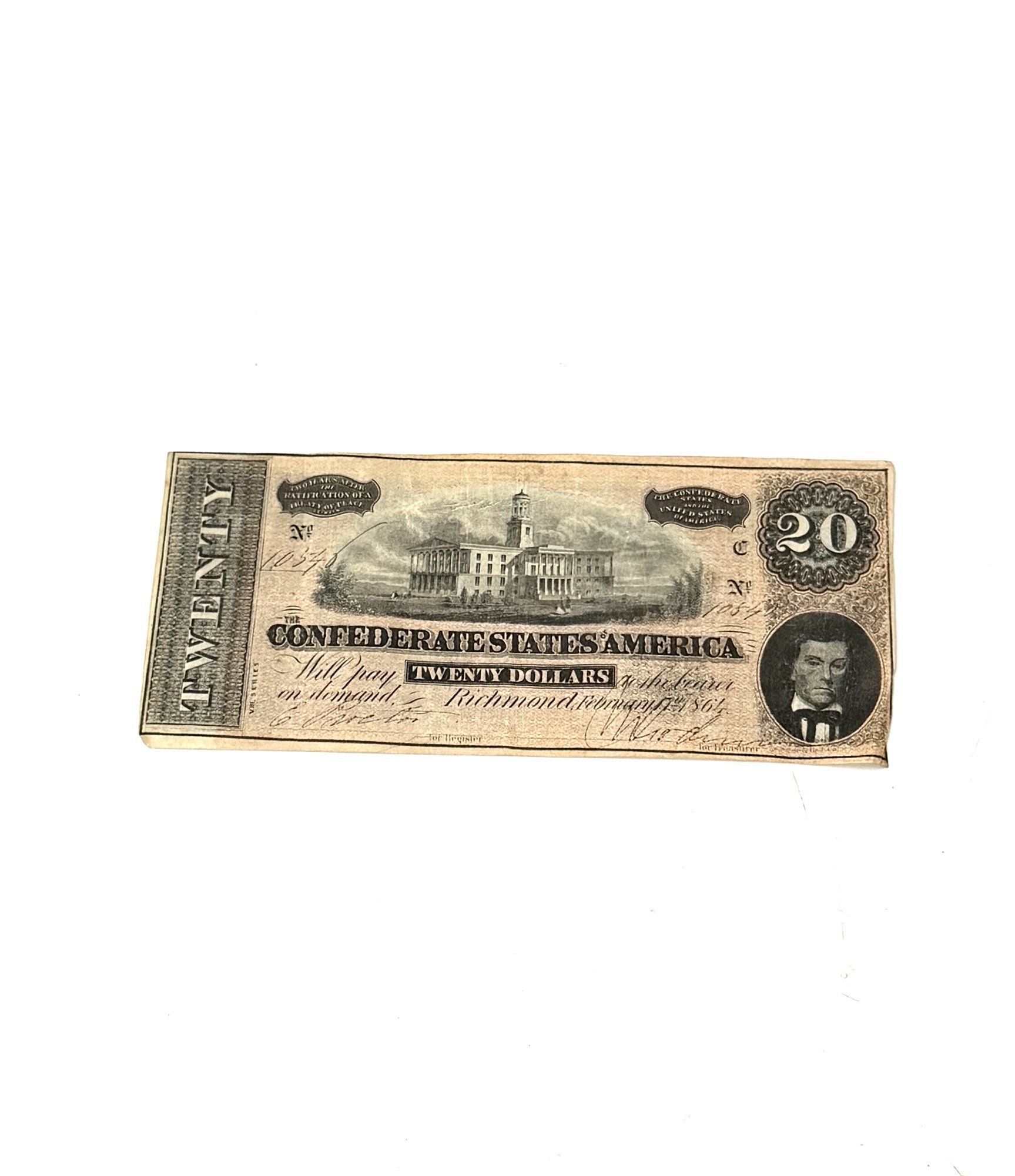 1864 Confederate 20 Dollar Bill Value $65.00