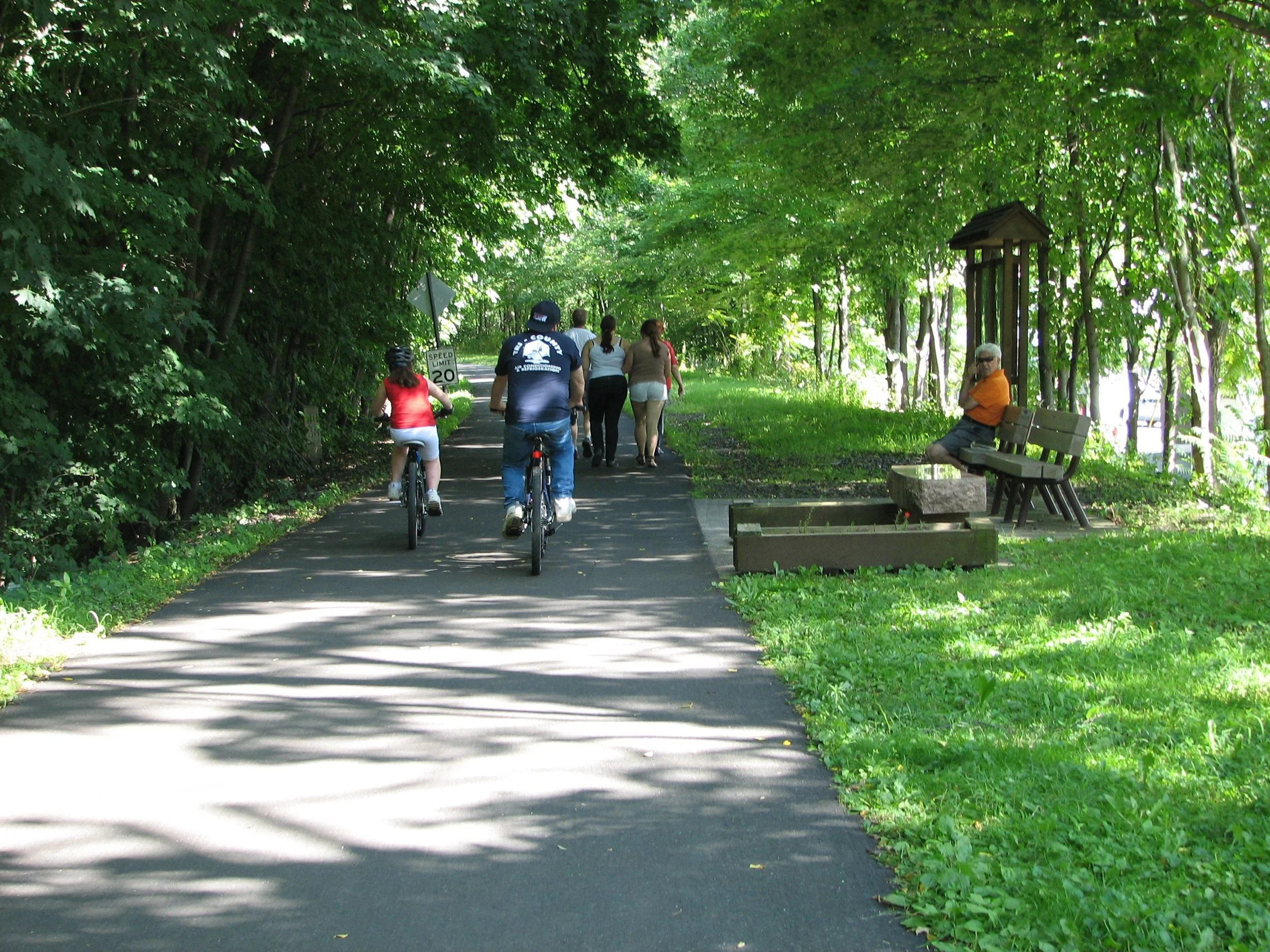 Cyclists and walkers on the Heritage Trail near Tuxedo, NY