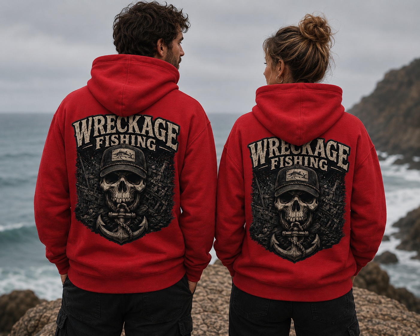 WF Black and Gray Skull Hoodie red Back.png