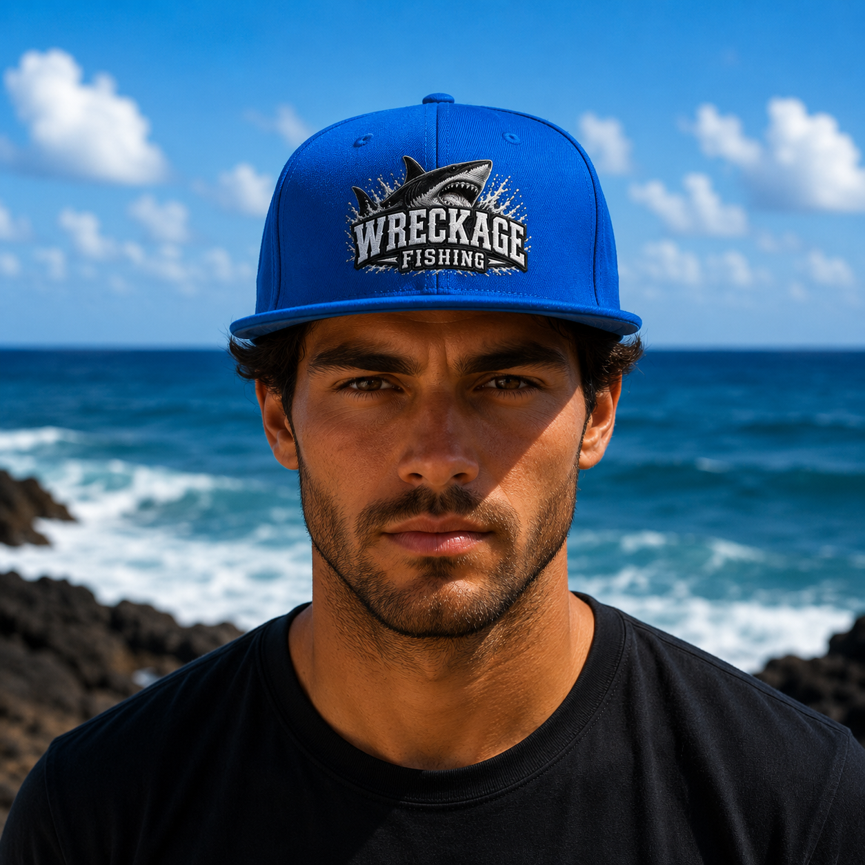 WF Shark Flat Bill Hat royal Front.png