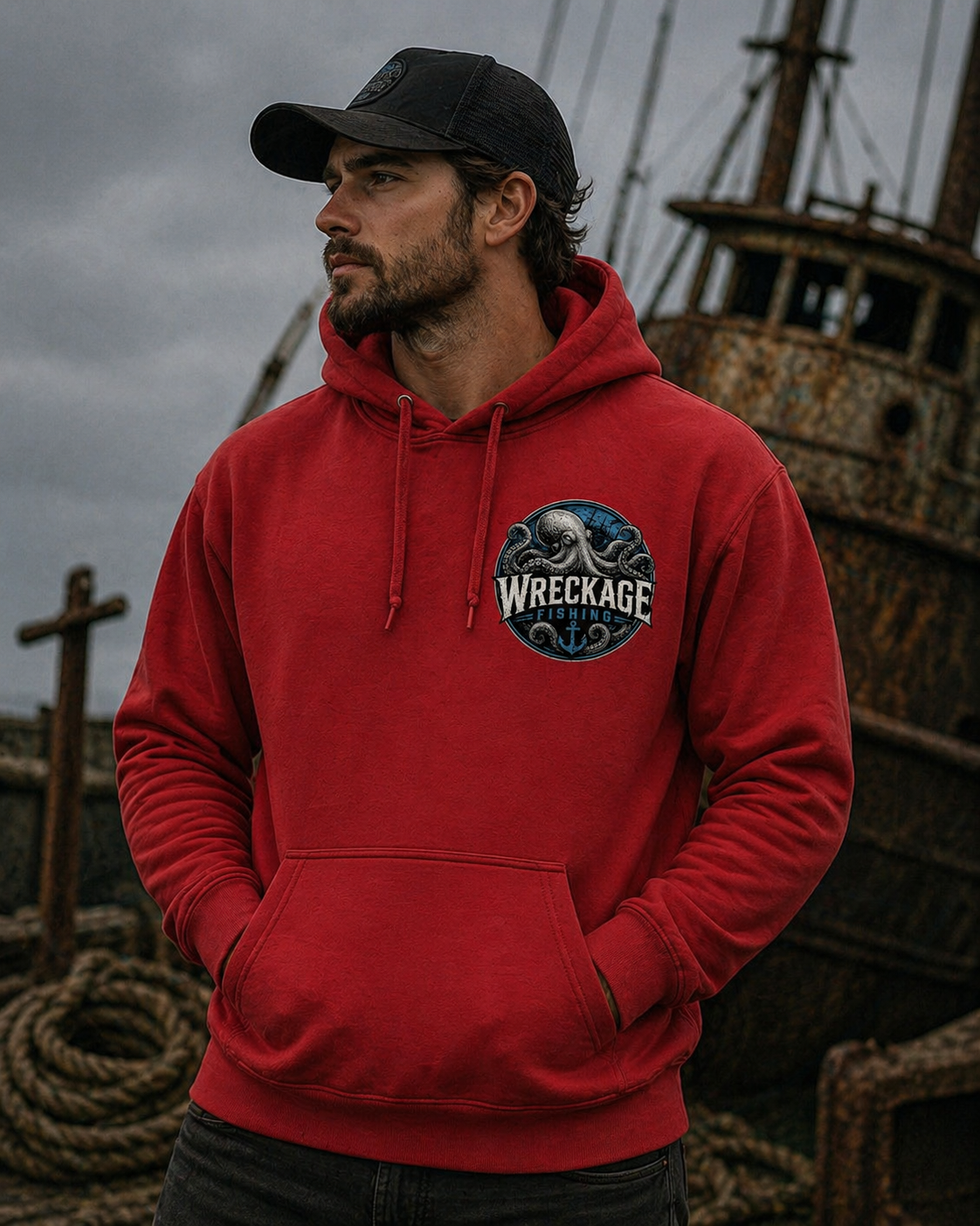 WF Octopus Hoodie Red Front..png