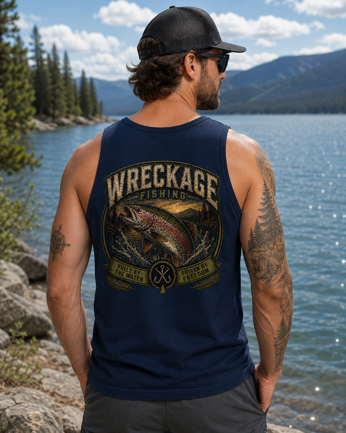 Wreckage Fishing Rainbow Trout Men's Tank Top