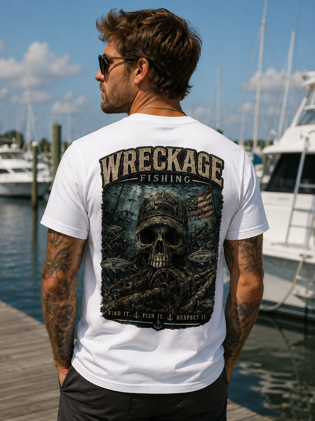 Wreckage Fishing Skull and Wreckage Men's T-Shirt