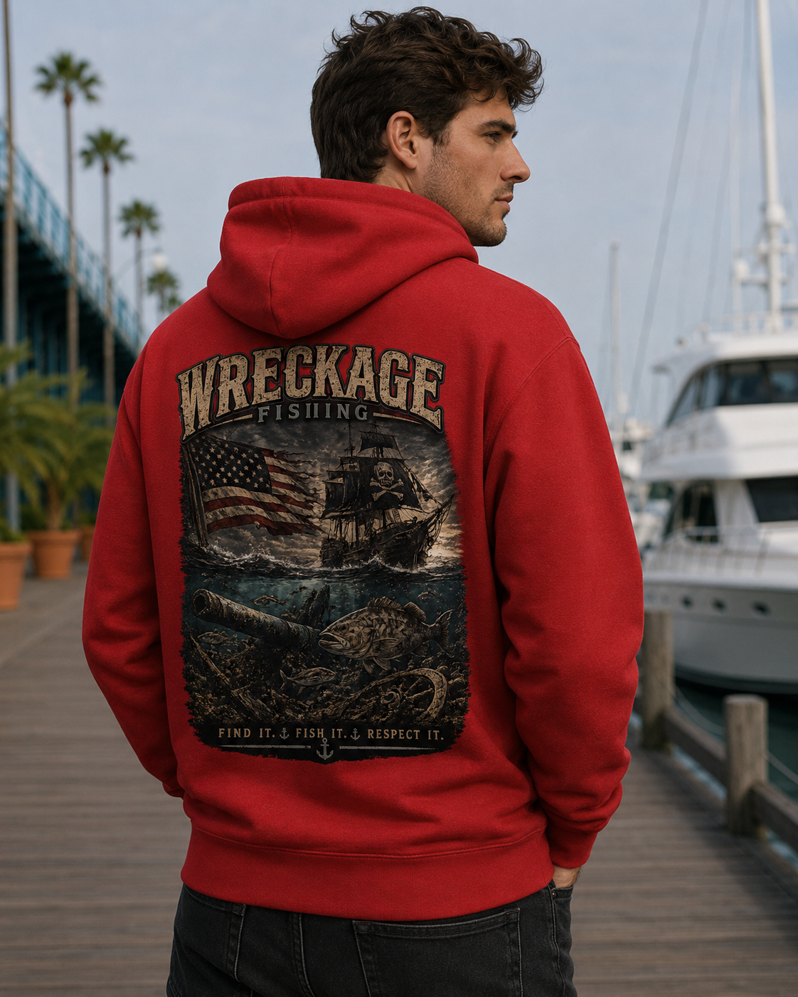 WF Pirate Ship and American Flag hoodie red back.png