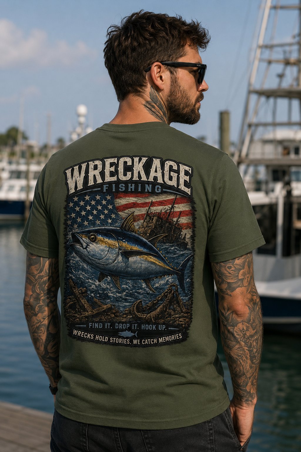 Wreckage Fishing Marlin Men's T-Shirt