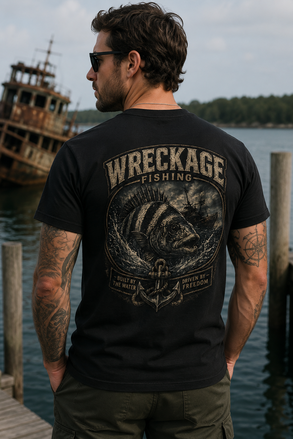 Wreckage Fishing Sheepshead Men's T-Shirt