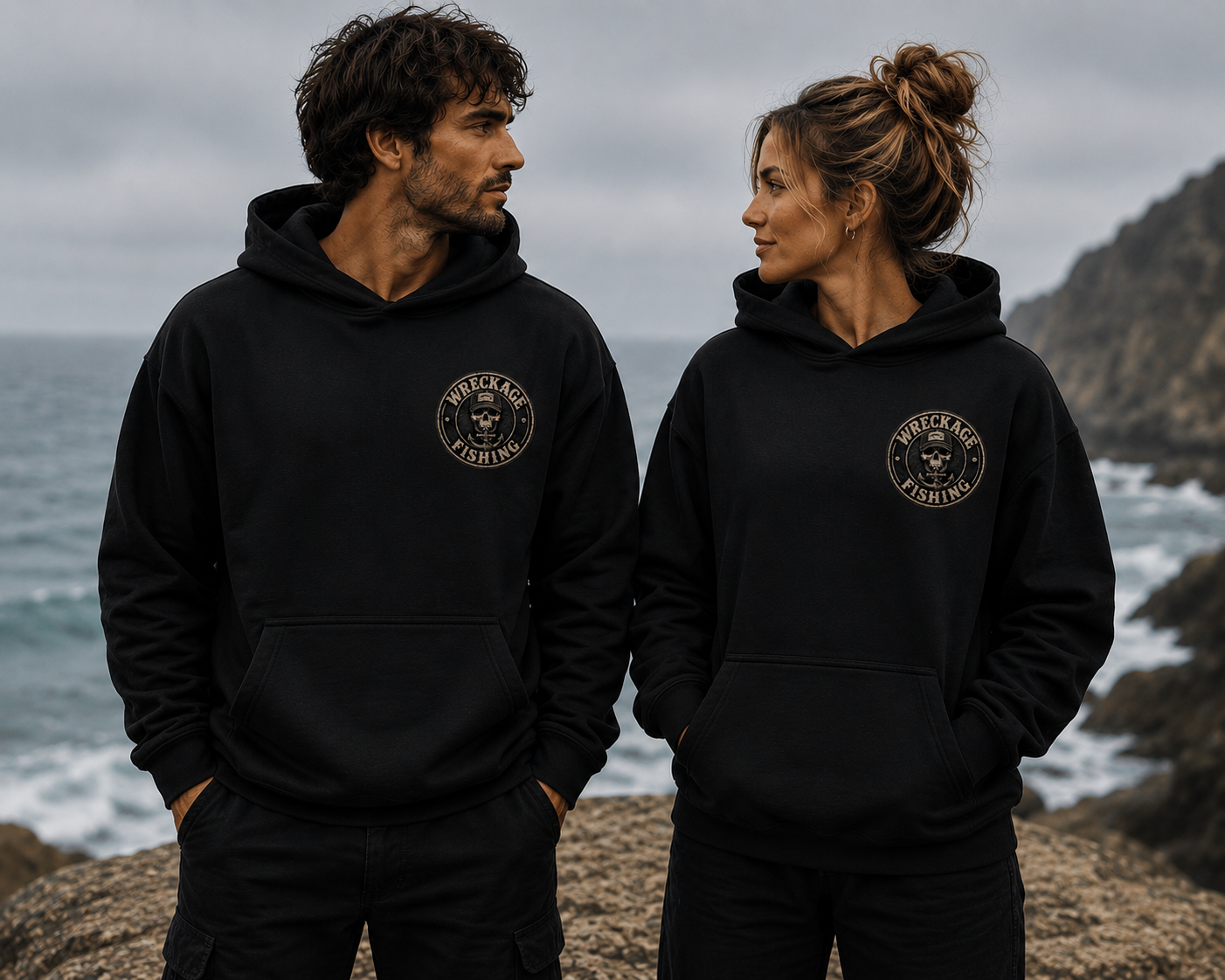 WF Black and Gray Skull Hoodie Black frontpng.png