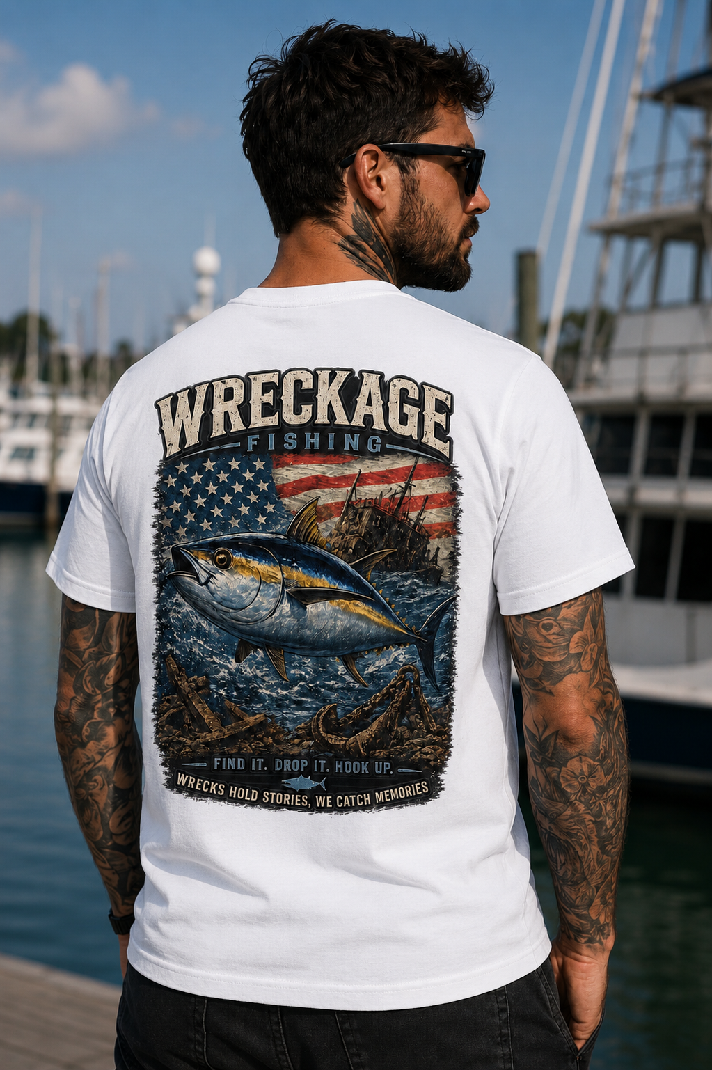 Wreckage Fishing Bluefin Tuna Men's T-Shirt