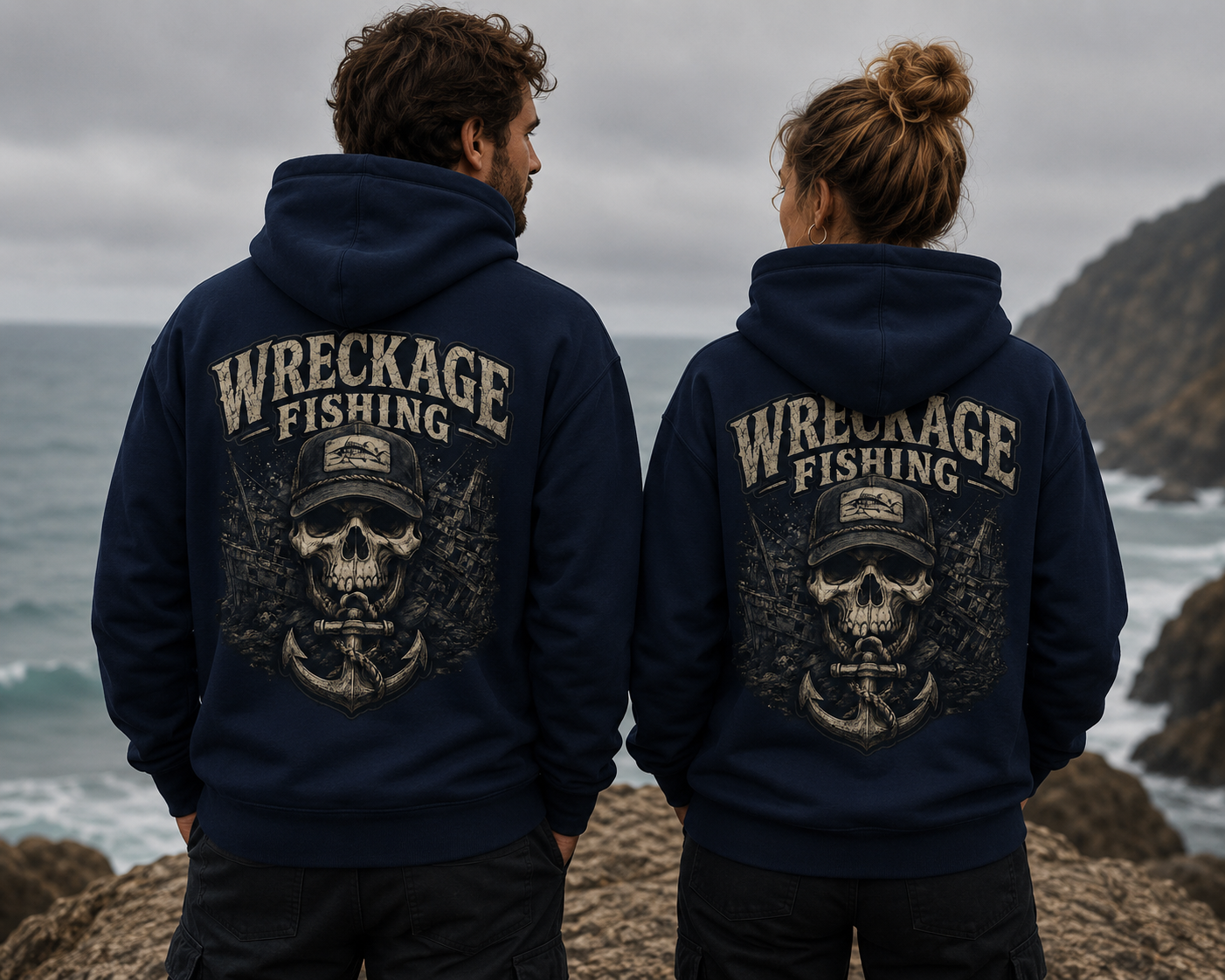 WF Black and Gray Skull Hoodie navy Back.png