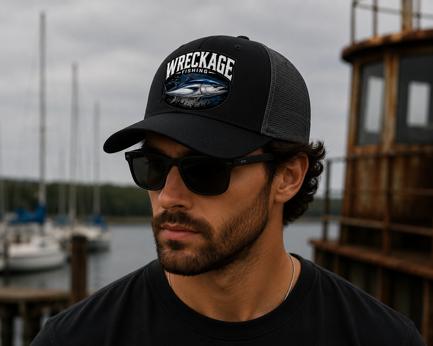Wf Bluefin Tuna Trucker hat Black:charcoal side.png