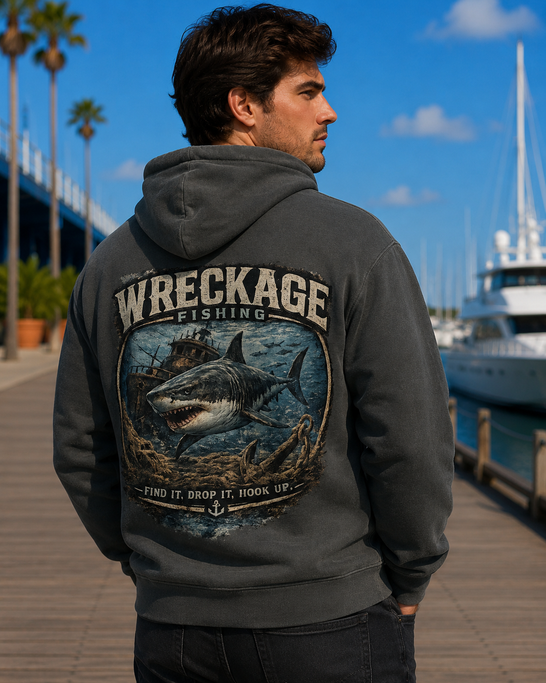 Wreckage Fishing Shark Hoodie