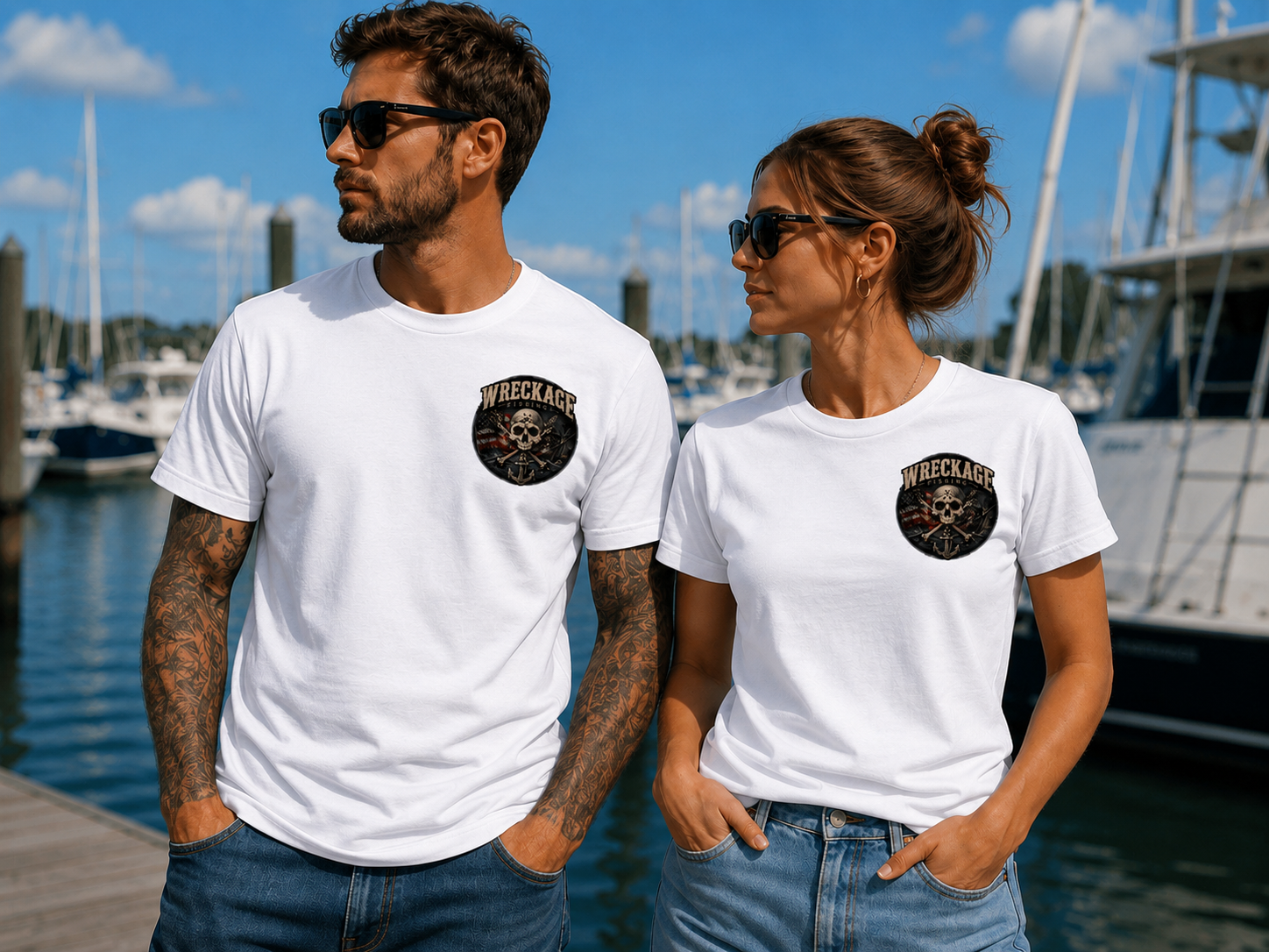WF Pirate Ship and American Flag Tshirt white front.png