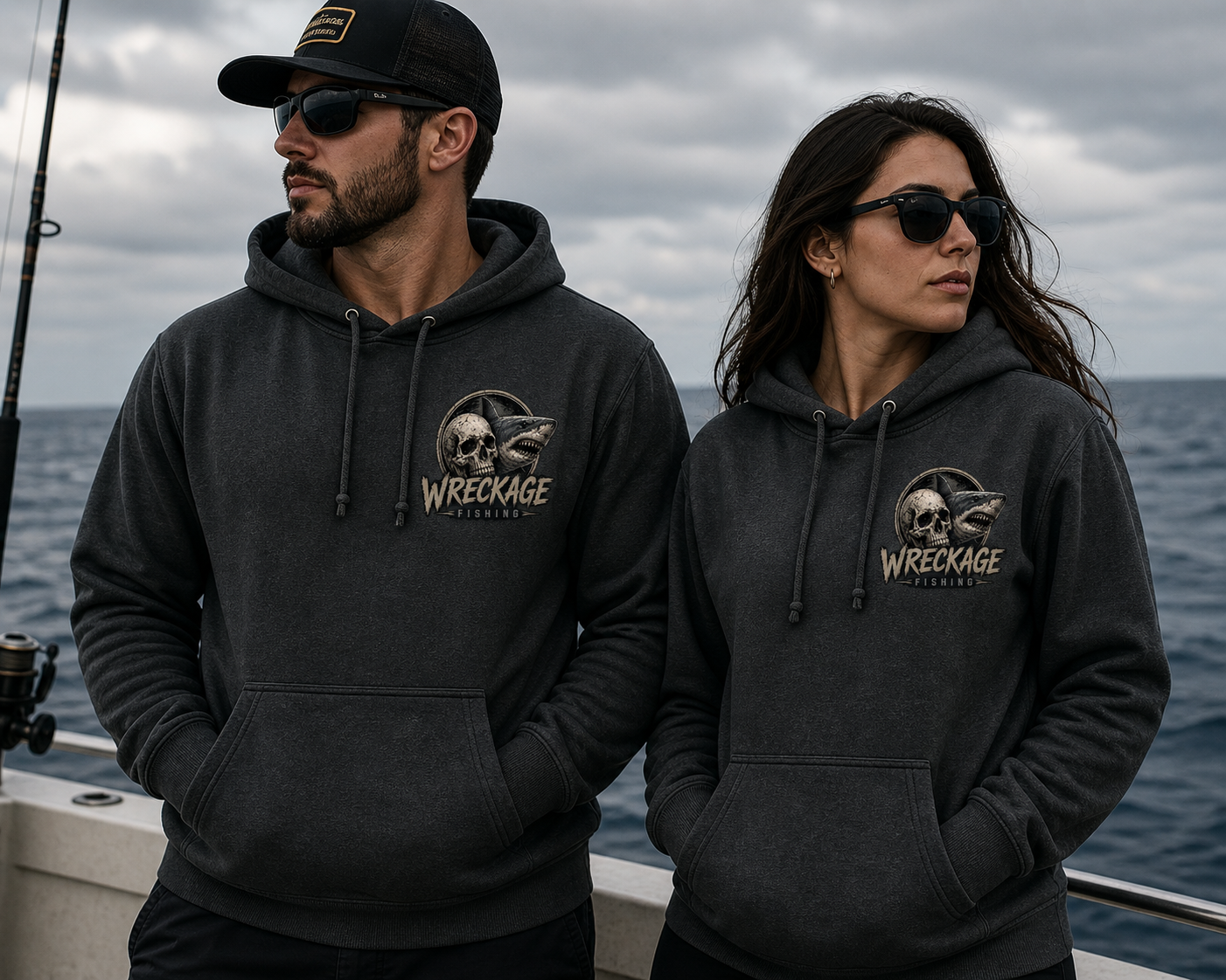 WF skull and shark Hoodie charcoal front.png