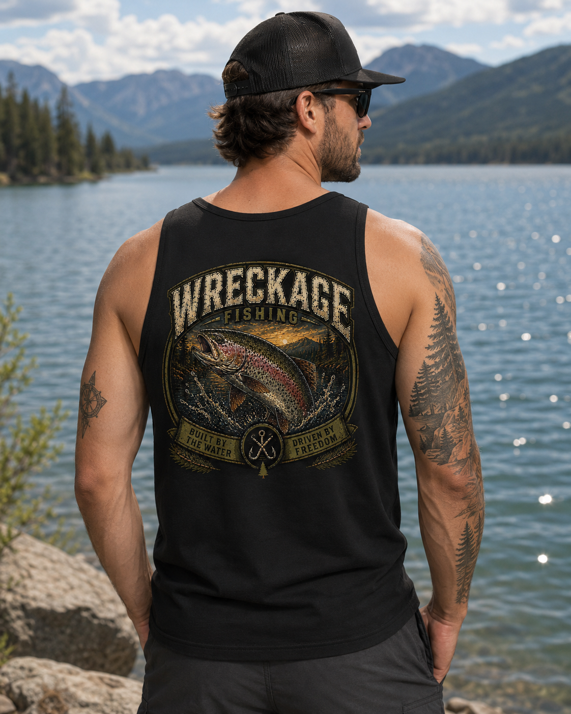 Wreckage Fishing Rainbow Trout Men's Tank Top