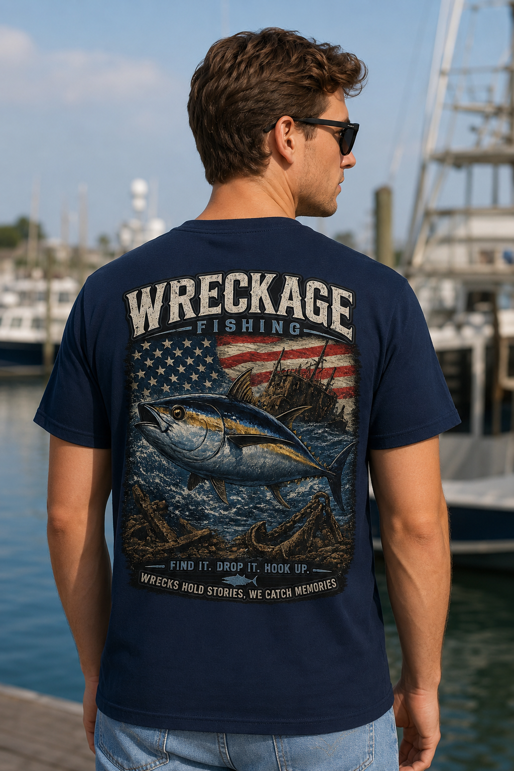 WF Bluefin Tuna Tshirt navy Back.png