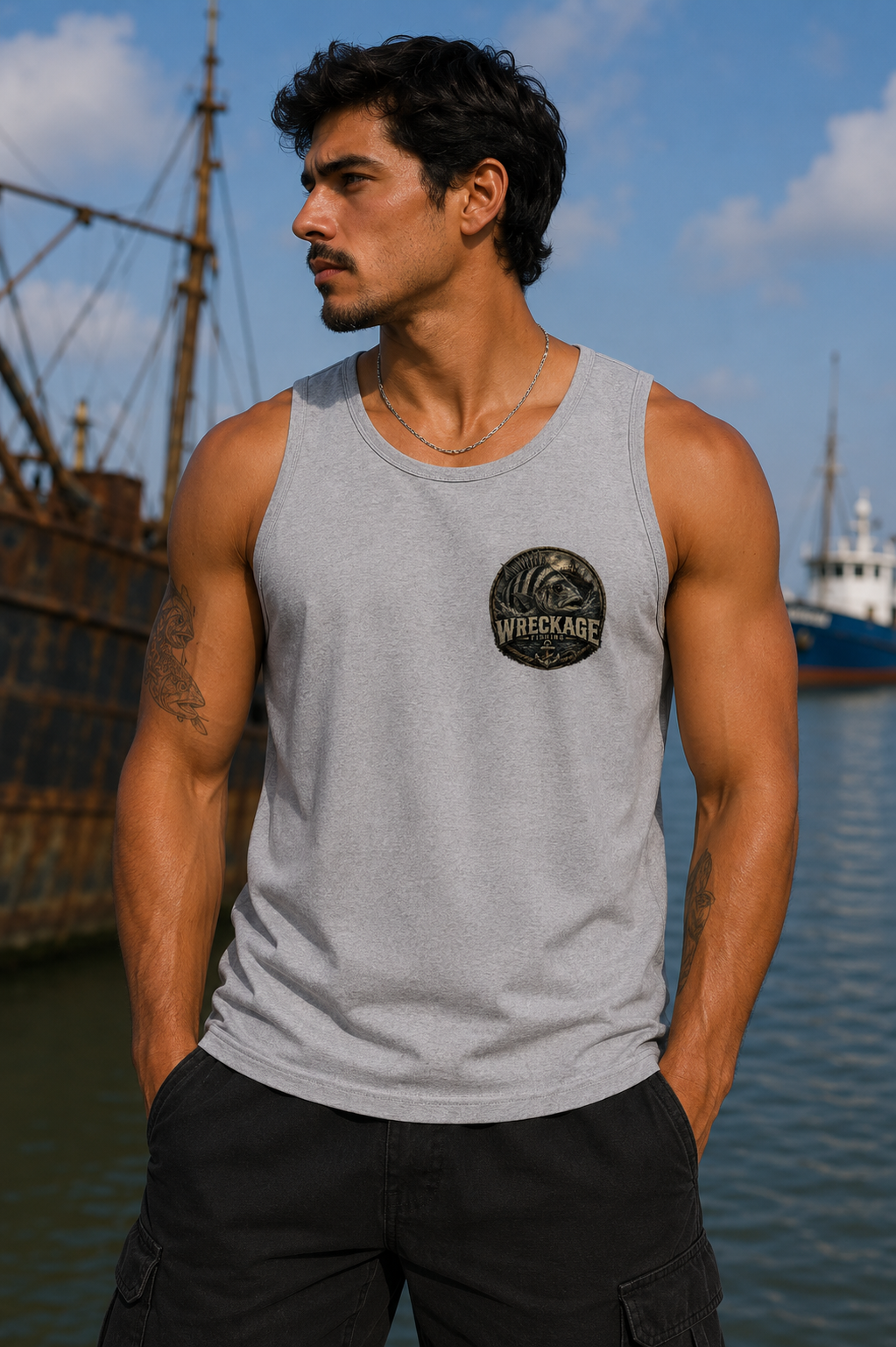 WF Sheepshead Men's tank top sports gray front.png