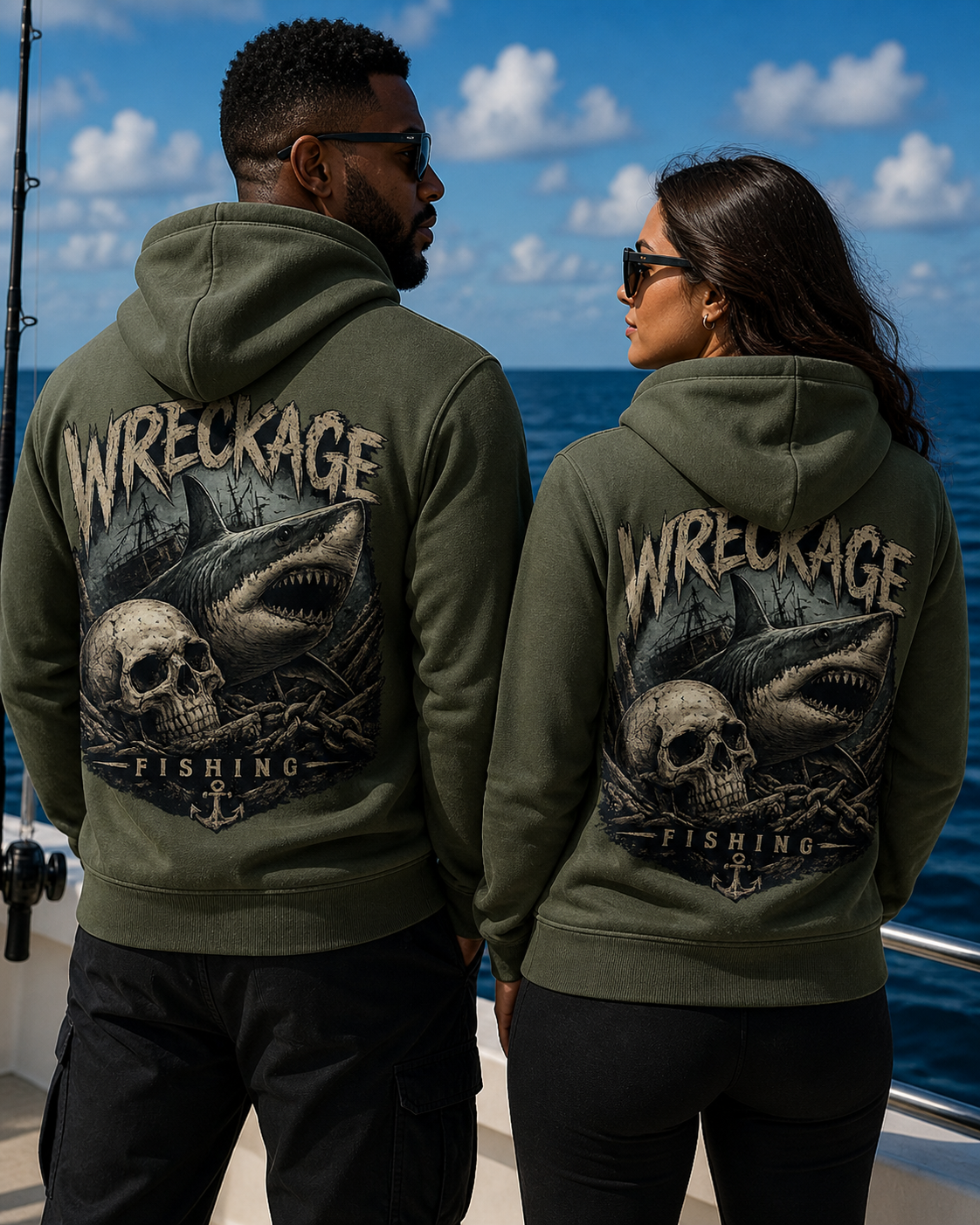 Wreckage Skull and Shark Hoodie