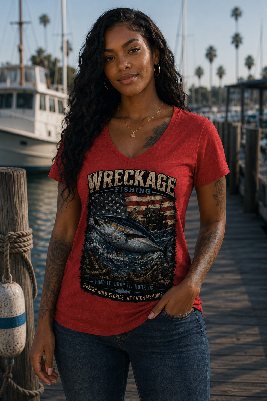 WF Bluefin tuna Women's V-neck red.png