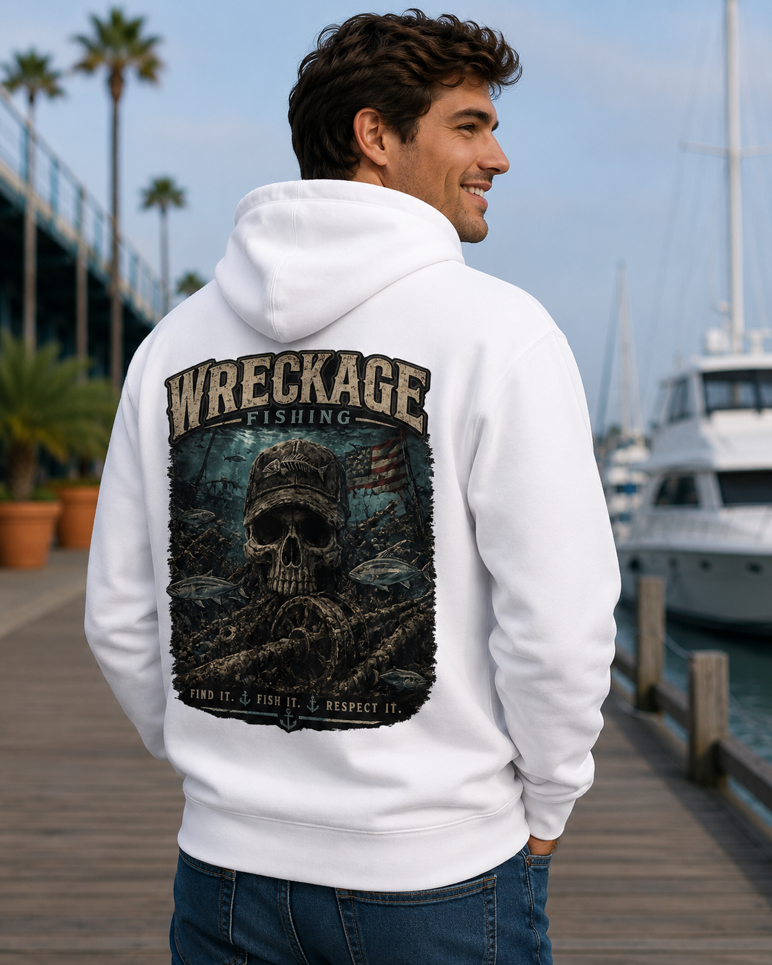 Wreckage Fishing Skull and Wreckage Hoodie